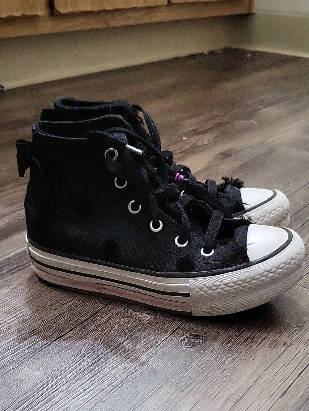 Converse Kids Black High-Top Sneakers with White Toe Caps